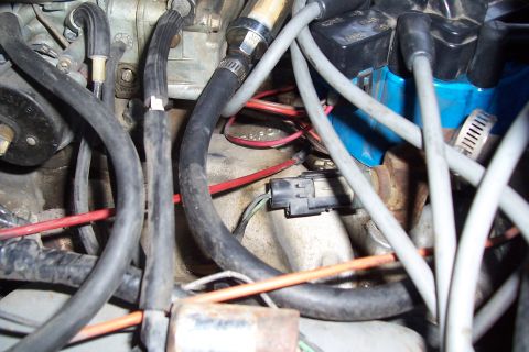 1988 Ford Bronco - A tangle of hoses and electrical wires are visible in this close-up view of an engine compartment.