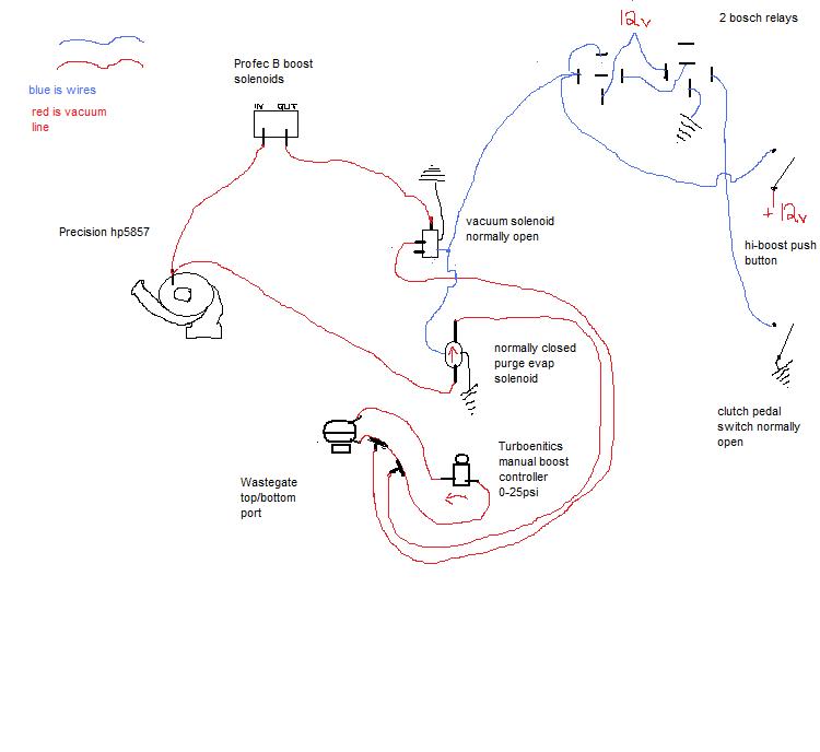 Hand-drawn turbo boost control vacuum and wiring diagram, Precision 5857