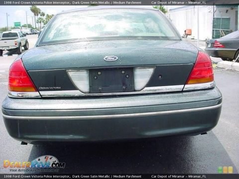 1998 Ford Crown Victoria - 1998 Ford Crown Victoria Police Interceptor, dark green satin metallic with medium parchment interior.