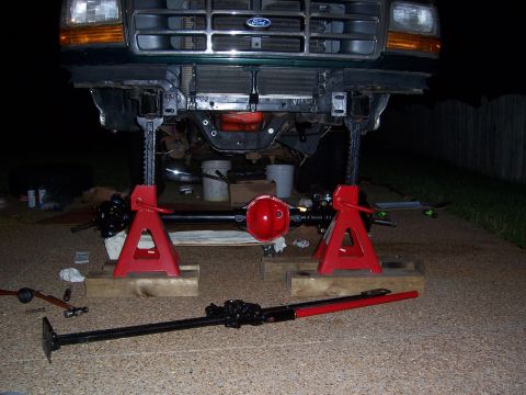 1992 Ford Bronco - Front axle removal on a 1992 Ford Bronco for maintenance.