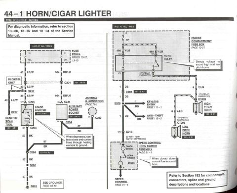 1996 Ford Bronco - Horn/Cigar Lighter