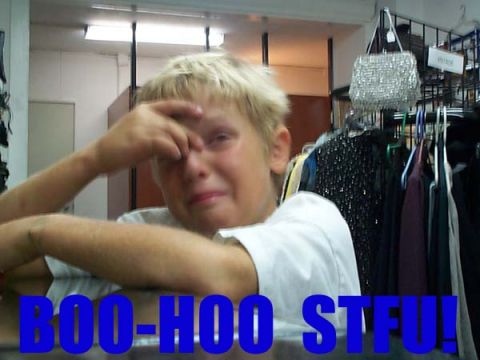 1991 Ford Bronco - A young boy is shown crying with a text overlay that reads 'BOO-HOO STELL' and a Supermotors logo.