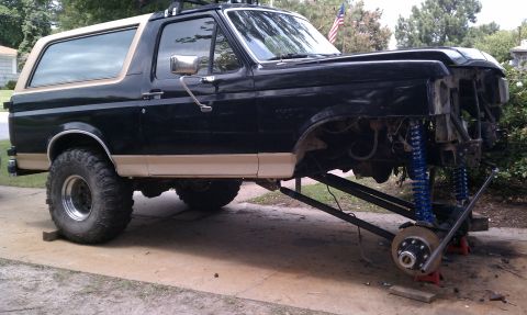 1990 Ford Bronco - This 1990 Ford Bronco is undergoing front-end modifications and suspension work.