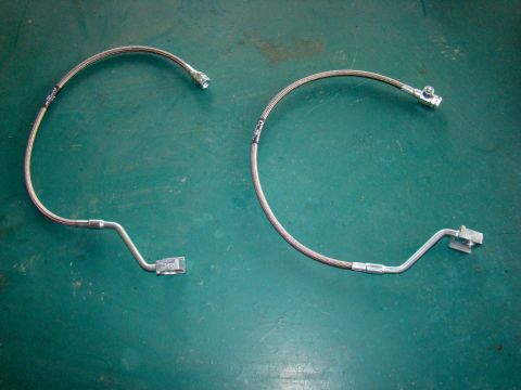 1995 Ford F-150 - Stainless braided front brake lines, which ended up being the limiting factor on my front flex. these will be replaced soon with a single c…