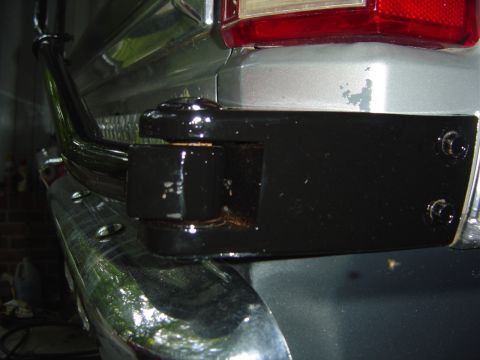 1986 Ford Bronco - This photo shows a close-up of a spare tire carrier mount, not the entire vehicle.