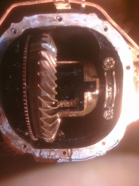 1995 Ford Bronco - Internal view of a vehicle's differential, showing the ring and pinion gears.