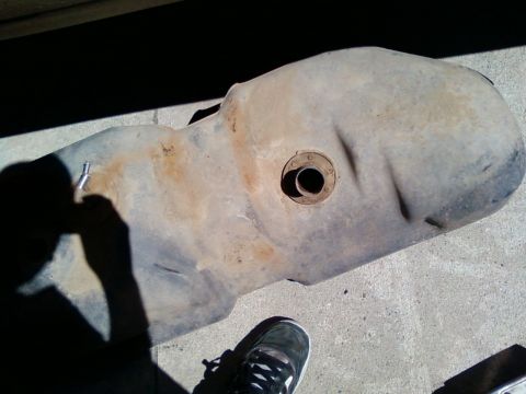 2006 Ford E350 - This is a used fuel tank, likely removed from a vehicle for replacement or repair.