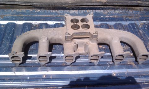 1979 Ford Bronco - This is an Edelbrock intake manifold with visible casting numbers and text.