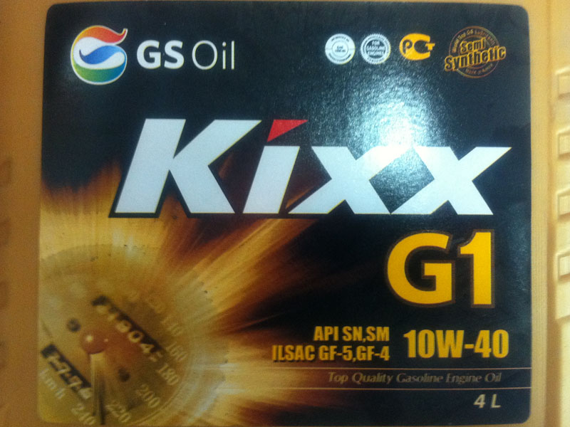 Kixx G1 10W-40 semi-synthetic engine oil 4L jug label by GS Oil