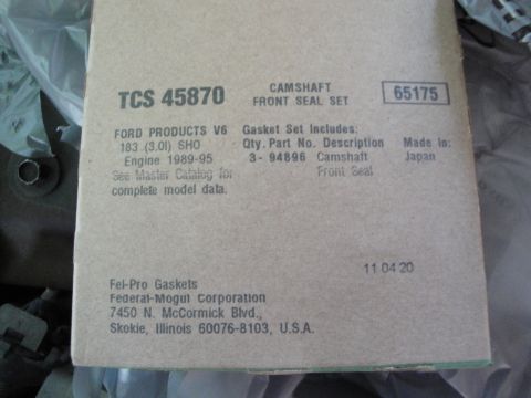 1993 Ford Taurus - Box for a Fel-Pro Camshaft Front Seal Set, part number TCS 45870, for Ford V6 SHO engines.