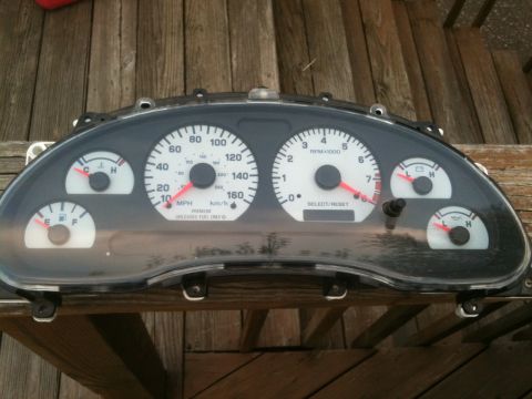 1993 Ford Crown Victoria - Instrument cluster from a car, likely a Ford Mustang, with multiple gauges and readouts.