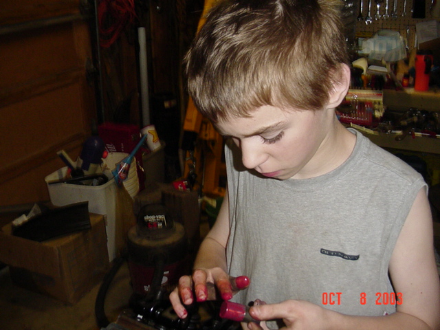 The boy lubing lifters