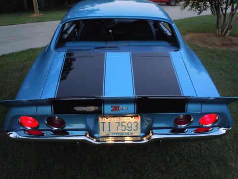 1972 Chevrolet Camaro - Rear view of a 1971 Chevrolet Camaro Z28, showing its distinctive taillights and spoiler.