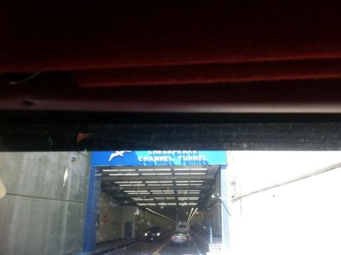 1995 Ford Bronco - Entering the Chesapeake Channel Tunnel with other vehicles.