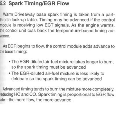 1996 Ford Bronco - This document details spark timing and EGR flow, explaining how air-fuel mixtures affect engine performance.