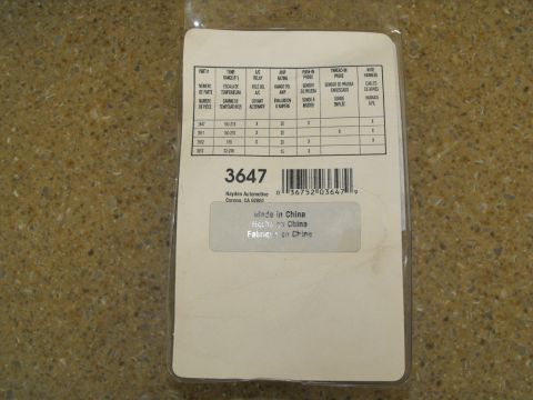 1994 Ford Bronco - Packaging for automotive part number 3647, manufactured by Rayden Automotive, includes a detailed specifications table.
