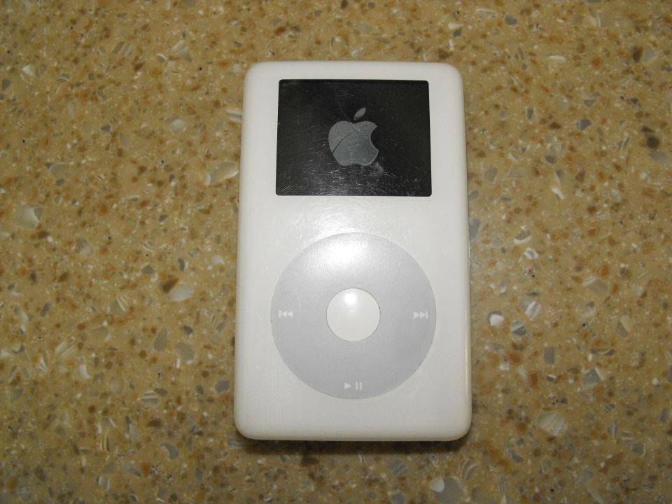 White iPod Classic with Apple logo