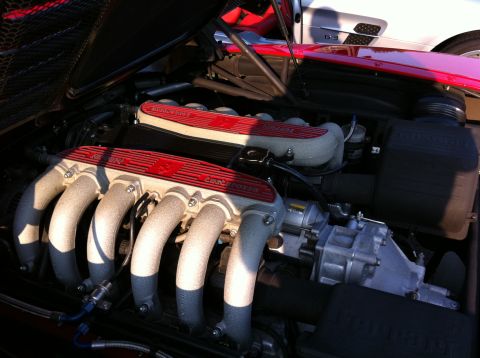 2010 Ford Falcon - Close-up of a Ferrari V8 engine, likely from a Testarossa or similar model.