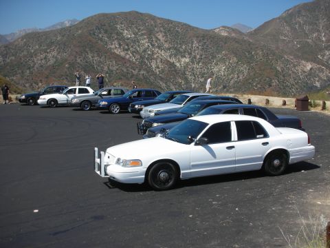 2004 Ford Crown Victoria - A group of Ford Crown Victoria police cars gathered at a scenic overlook.