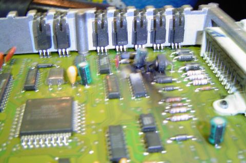 1993 Ford Bronco - This electronic component shows visible signs of heat damage and component failure.