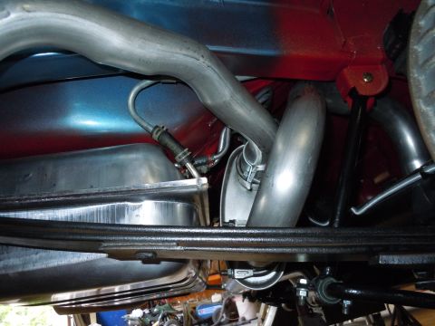 1972 Chevrolet Camaro - The underside of a 1972 Chevrolet Camaro reveals its dual exhaust pipes, fuel tank, and suspension components.