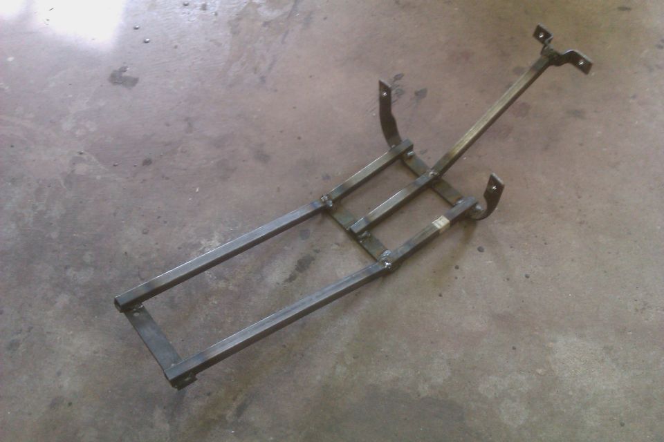Metal frame part on concrete floor