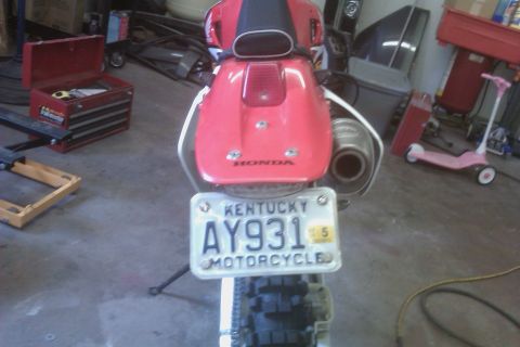 2002 Honda XR600R - Rear view of a motorcycle with a Kentucky license plate.