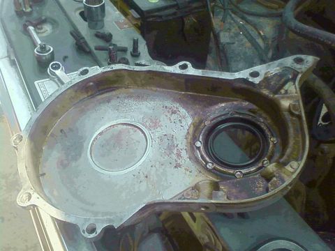 1981 Ford Bronco - The only thing holding the cam in the engine was the timing cover. Can see the worn shiny spot in the center where the cam gear was rubbing…