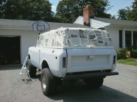 1978 International Scout II - Rear view of a 1978 International Scout II undergoing preparation for painting.