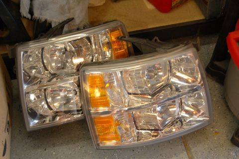 2007 Chevrolet Silverado 1500 - Aftermarket headlights for a 2007 Chevrolet Silverado 1500, ready for installation.