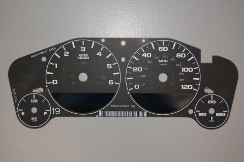 2007 Chevrolet Silverado 1500 - This is a gauge cluster face, not a full vehicle. It has markings for MPH, RPM, fuel, and temperature.