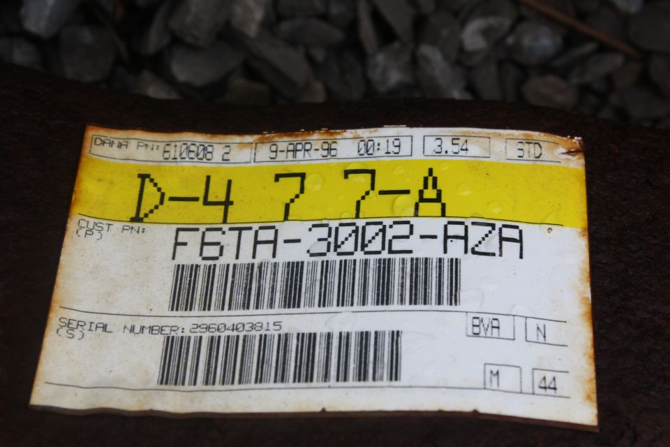 Part label with D-4 77-A and F6TA-3002-AZA, dated 9-APR-96