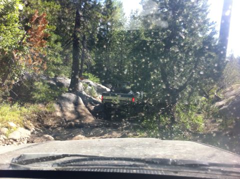 1990 Ford Bronco - Vehicle driving on a rough, wooded trail.