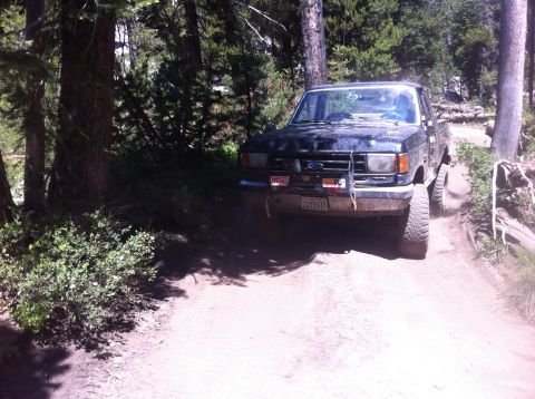 1990 Ford Bronco - This 1990 Ford Bronco navigates a dirt path through a wooded area.