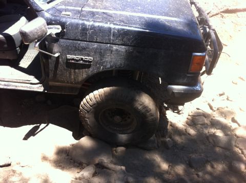 1990 Ford Bronco - This 1990 Ford Bronco is navigating a challenging rocky trail.