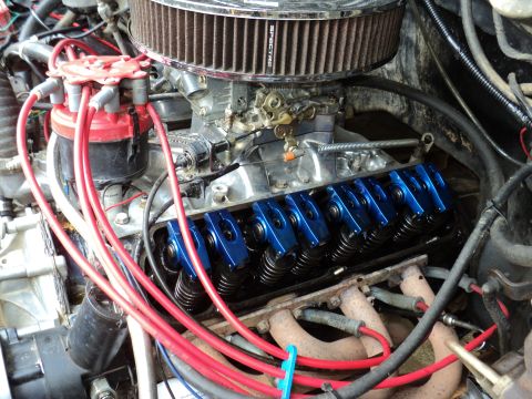 1986 Ford Bronco - Engine bay details showing a V8 engine's internal components and wiring.