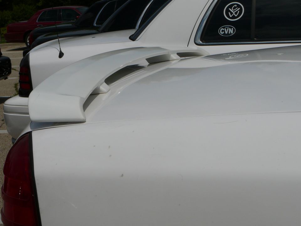 White sedan rear spoiler