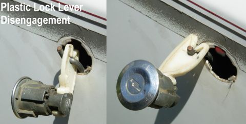 1983 Ford Bronco - Lock Cylinder Removal with plastic arm Since this style of plastic lever is known to break, it's safer to slide it off the end of the opera…