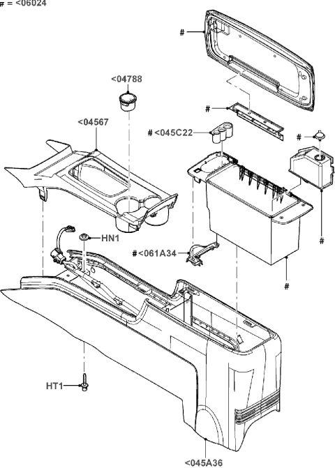 2007 Ford Crown Victoria - center console parts break down. does not included the mounting plate.
