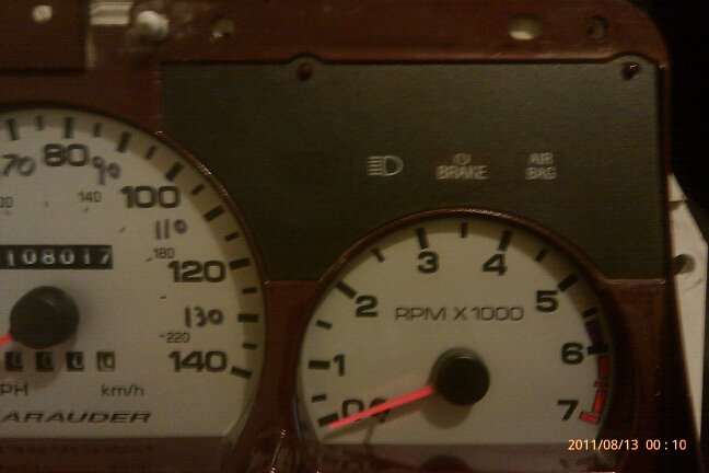 Dashboard gauges with speedometer reading 0 mph and tachometer reading 0 RPM