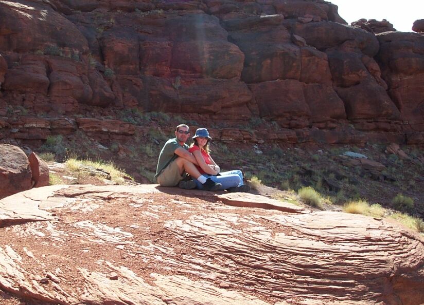 Myself and Tanya on a rock at Chicken Corners