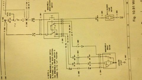1970 Ford Bronco - This diagram details the electrical connections for a vehicle's windshield wiper and washer components.