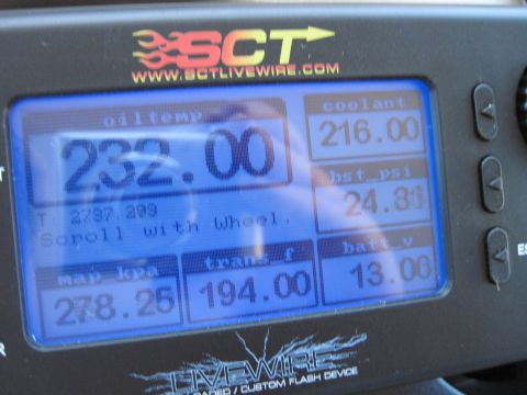 1973 Ford Ranchero - This SCT Livewire device displays various engine and vehicle parameters like oil temperature and coolant levels.