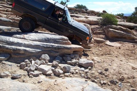 1990 Ford Bronco - Shawn on a sizeable drop