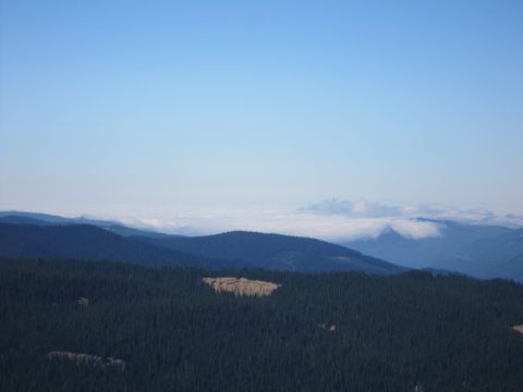 2008 Jeep Wrangler - Expansive mountain landscape with a forest and clouds visible in the distance.