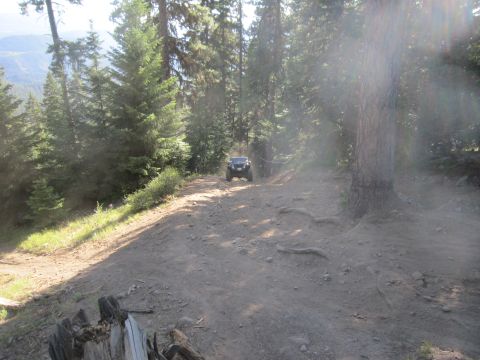 2008 Jeep Wrangler - 2007 Jeep Wrangler navigates a dusty trail in a wooded area.