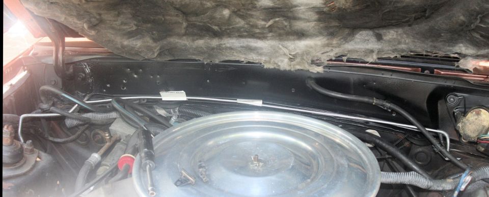 Engine bay with air cleaner and brake lines visible