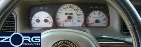 2000 Mercury Grand Marquis - Interior view of a 2000 Mercury Grand Marquis dashboard, showing the instrument cluster.