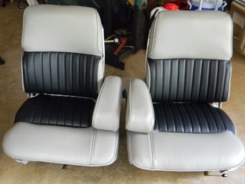 1979 Ford Ranchero - Pair of bucket seats, likely for a classic car, with two-tone upholstery.