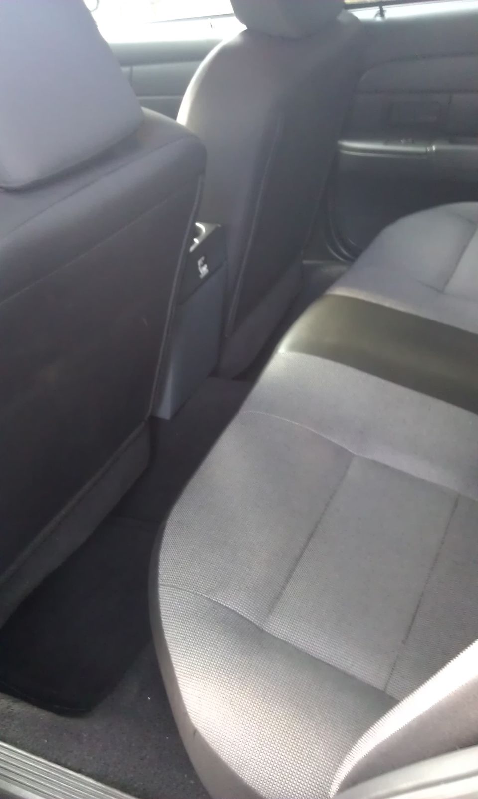 Interior rear seats of a 2007 Ford Crown Victoria